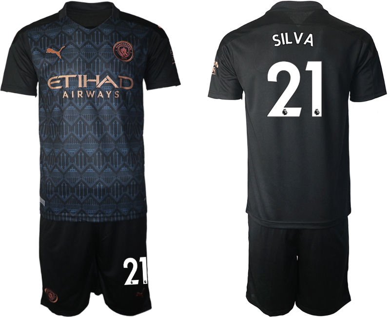 Men 2020-2021 club Manchester City away #21 black Soccer Jerseys->manchester city jersey->Soccer Club Jersey